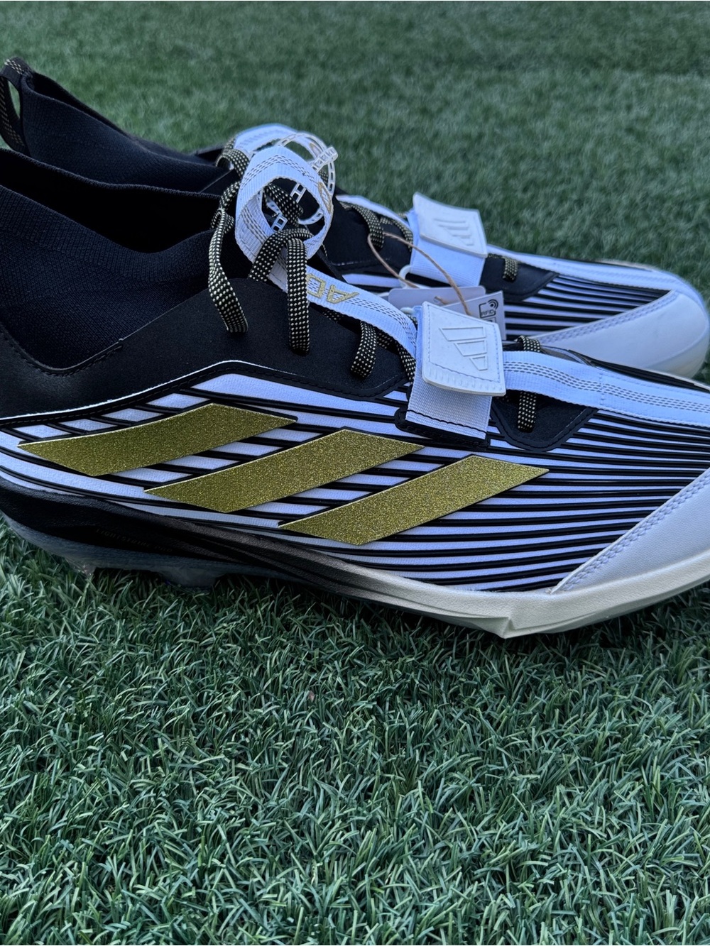 Adidas Adizero Edge + TPU Black Gold Baseball Cleats Men's Size 12